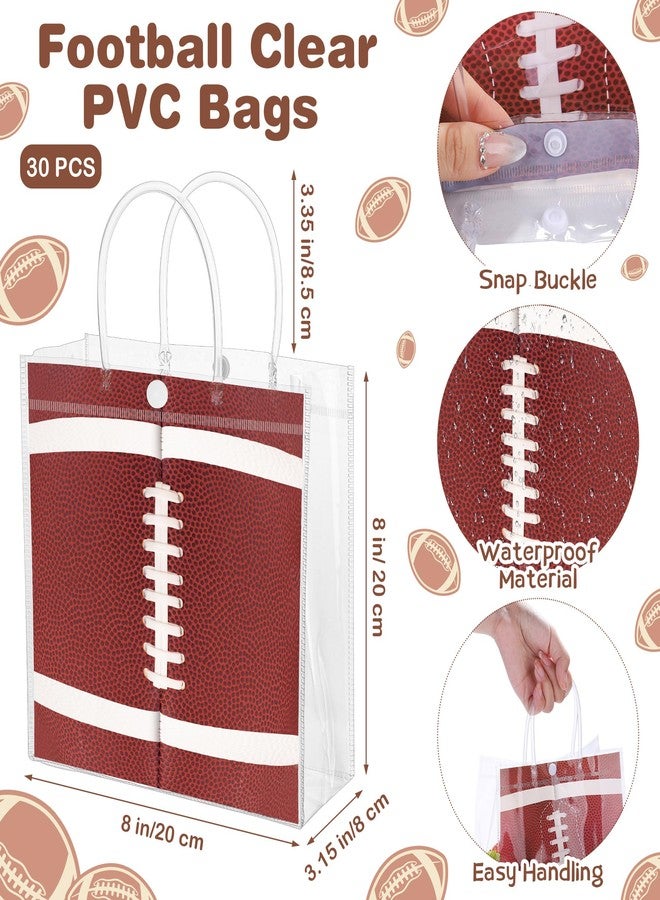 MIMIND 30 Pieces Football Gift Bags with Handles Football Party Favors Goodie Treat Bags, Clear PVC Bags 8 x 8 x 3.15 Inch Gift Wrap Tote Bags for Sport Theme Birthday Party Supplies - Image 2
